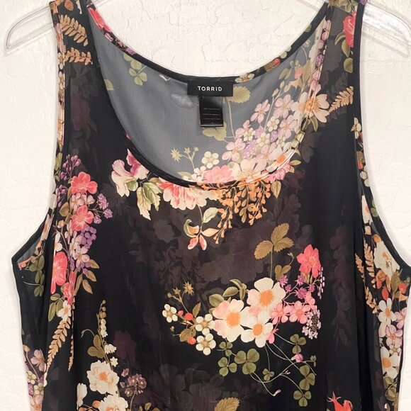 Torrid Floral Sheer Hi Low Chiffon Tank 2 2X 18/20 - Picture 2 of 5